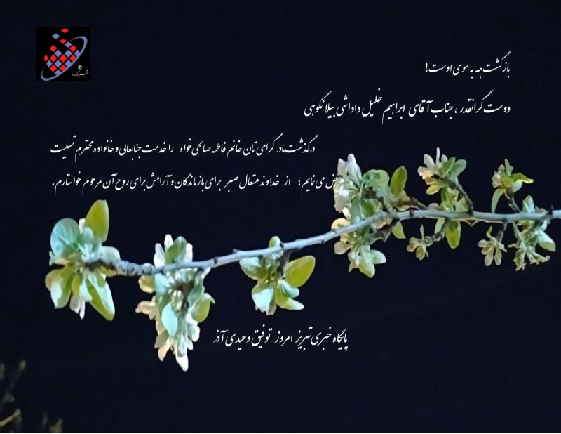 تسلیت برای آبراهیم خلیل دادشی بیلانکوهی - خانم فاطمه صالحی خواه